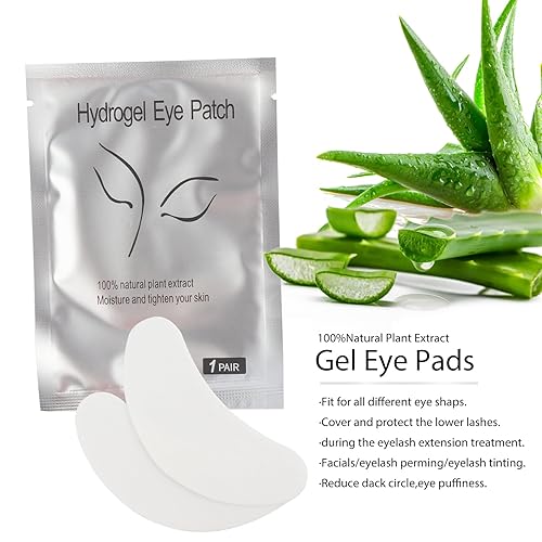Miniatura 4 de 100 pares de almohadillas de gel para ojos, parches sin pelusa para extensiones de pestañas, kit de herramientas de belleza de máscara de ojos de