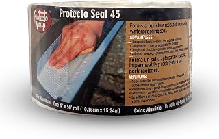 Protecto Wrap PS45 Alum Waterproofing Membrane – Self-Adhering Aluminum Flashing – UV-Rated for Long Exposure – Fully Adhered Air & Vapor Barrier for Exterior Sills, Openings and Sheathing – 4" X 50'
