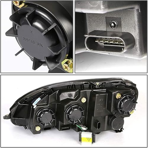 Miniatura 5 de DNA MOTORING HL-HPL-LED-W22000-BK - Faros delanteros de proyector negros con tira de halo LED de repuesto para W220 S-Class