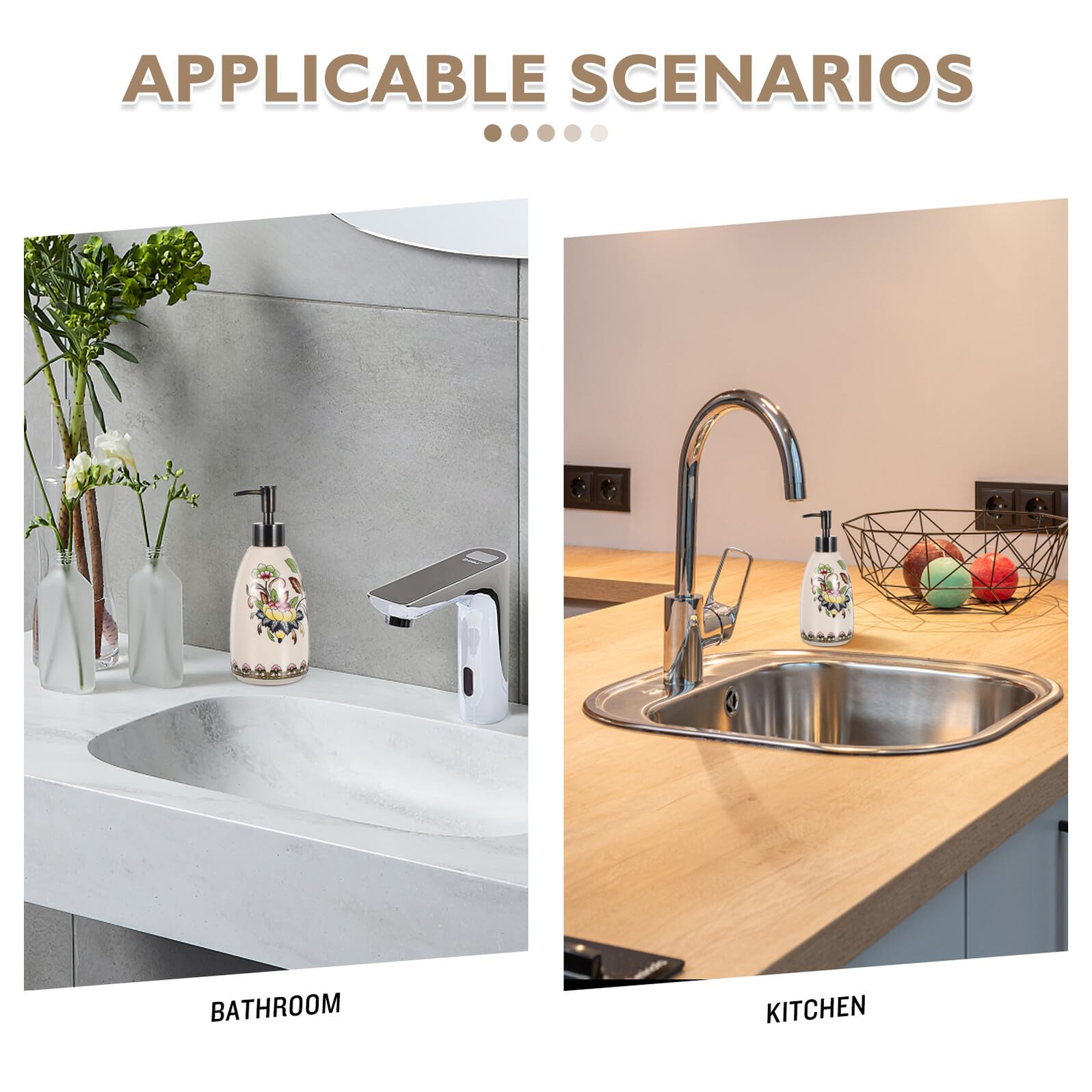 ULTECHNOVO Dispensador De Jabón Líquido De Cerámica Recargable para Baño Cocina Tapa Estanca Dispensador De Manos para Cocina Baño y Aseo