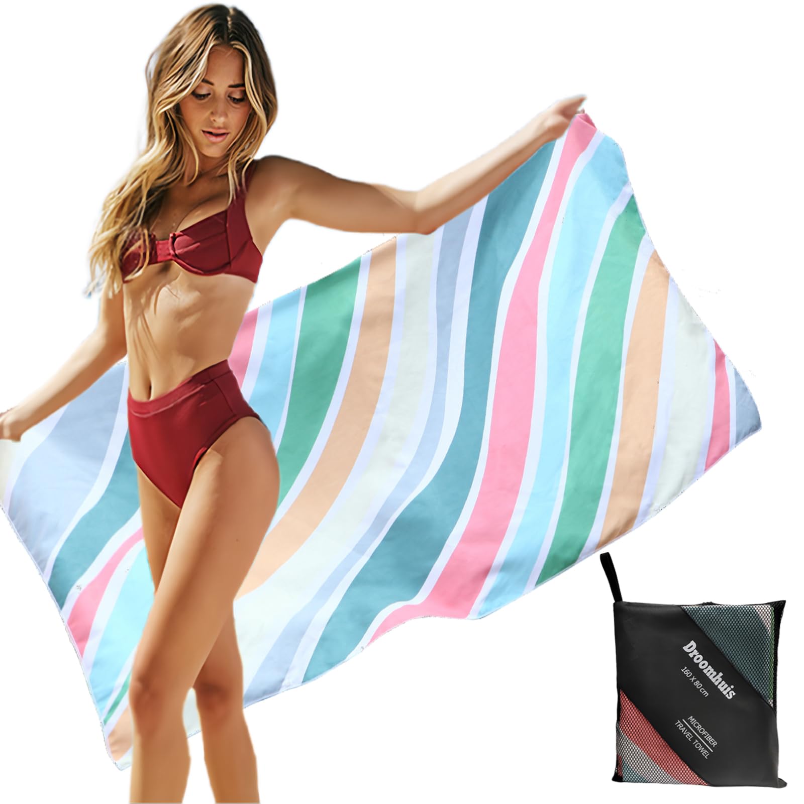 Telo Da Spiaggia In Microfibra 160x80 Cm - Leggero, Anti-Sabbia, Con Borsa, Per Sport E Viaggi - Foto 2