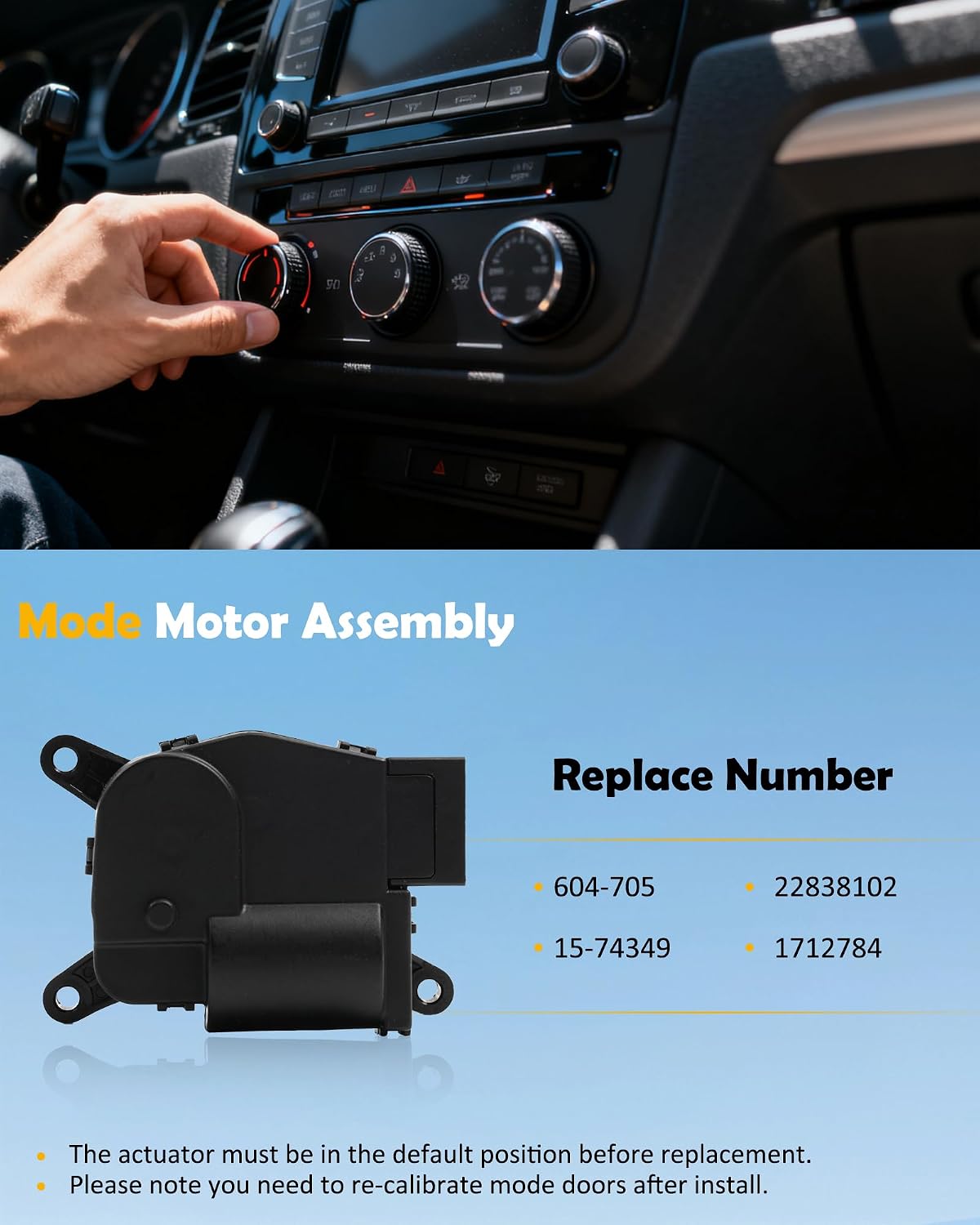 22838102 HVAC Heater Blend Door Actuator Compatible with Chevy 2015-2018 Silverado 1500 2500HD 3500HD Suburban Tahoe GMC Sierra Yukon 2015-2020 Escalade Replaces# 604-705 15-74349