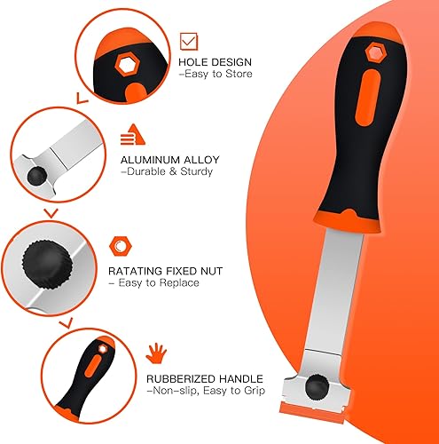 Miniatura 4 de DEKEones Rascador de cuchillas de afeitar, herramienta raspadora de mango largo con 10 cuchillas de repuesto adicionales, removedor de raspador para