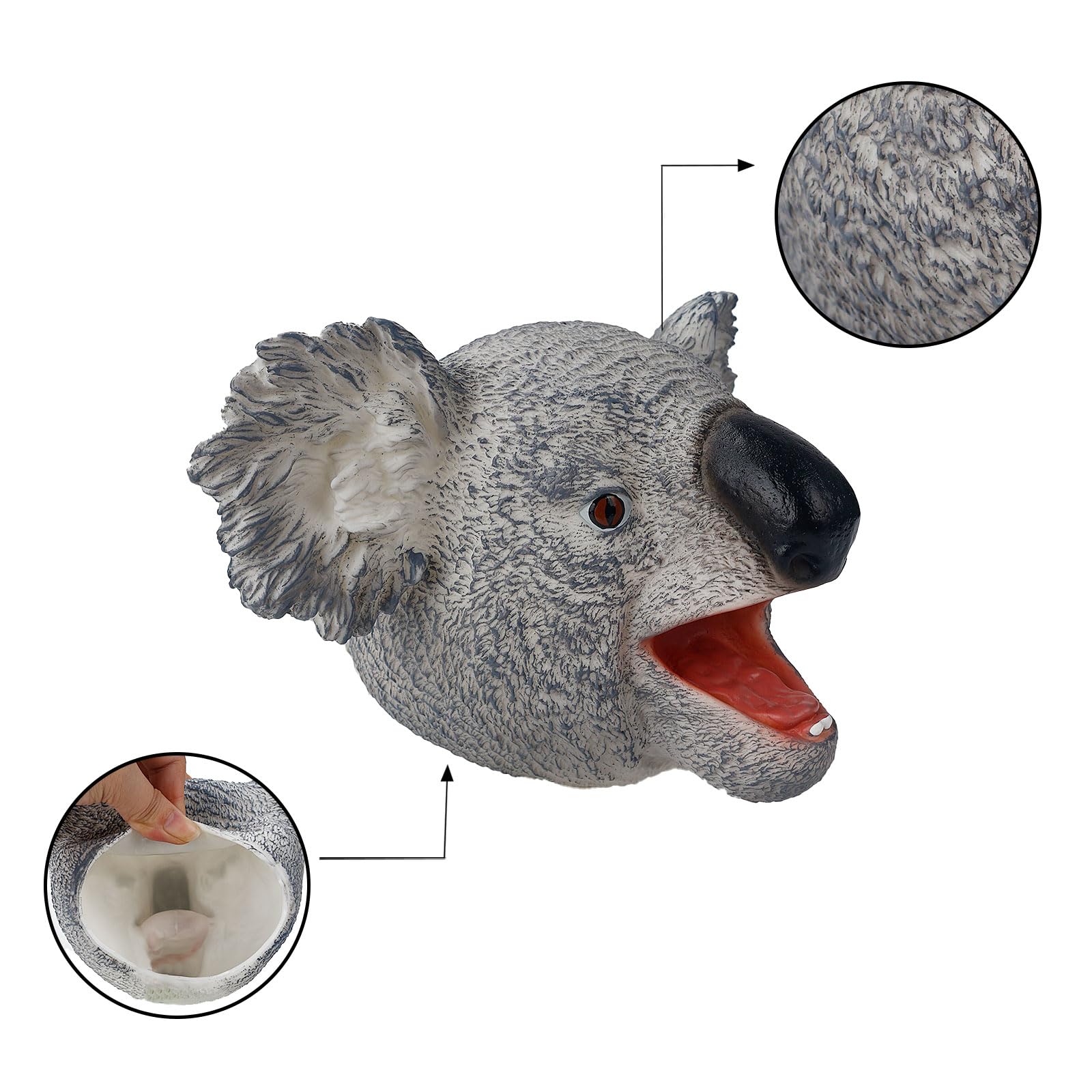 Andux Animal Hand Puppet Realistic Soft Rubber Interactive Role Play Hand Puppet Toys DWSO-01 (Koala) - Image 4