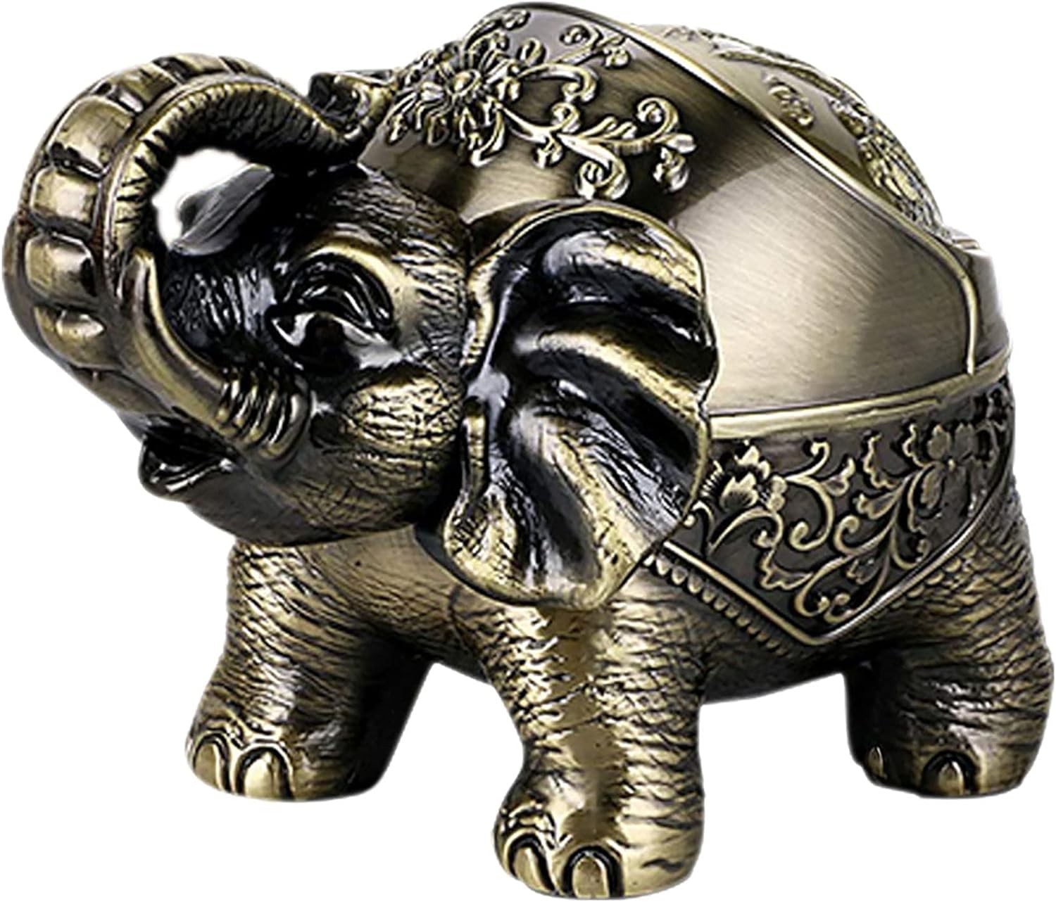 Cloyster Elephant Windproof Ashtray with Lid, Desktop Metal Cigarette Ashtray Holder for Indoor or Outdoor Use, Unique Tobacco Ash Tray for Patio/Outside/Office/Home Decor