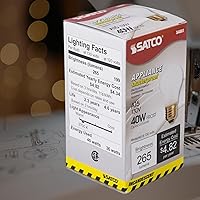 Vista 7 de Satco S4881-Bombillas incandescentes A15 de 40 vatios para electrodomésticos pequeños, a prueba de roturas, 130 voltios, base E26, acabado