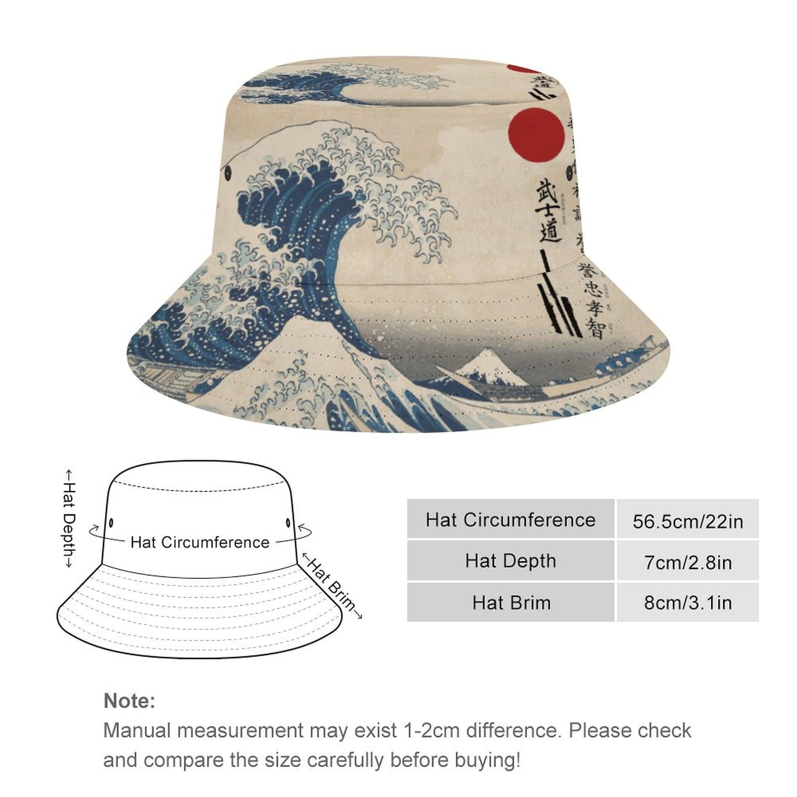 Amazon.co.jp: ハット バケットハット 浮世絵 葛飾北斎 神奈川沖浪裏