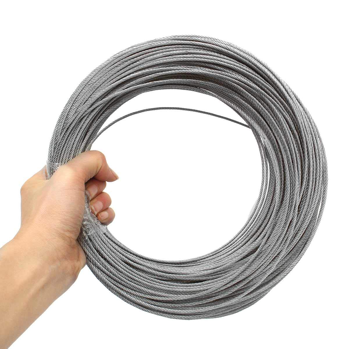 Cable Acero,Cable Acero Plastificado 100m 50m304 Acero inoxidable 1 mm 1,5 mm 2 mm de diámetro alambre de acero cable de cable de elevación Línea de elevador Línea de tendedero a prueba de herrumbre 7
