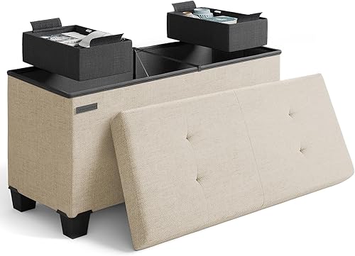 Banco otomano de almacenamiento con cubos de almacenamiento banco de almacenamiento de 30 pulgadas para dormitorio extremo de la cama reposapiés