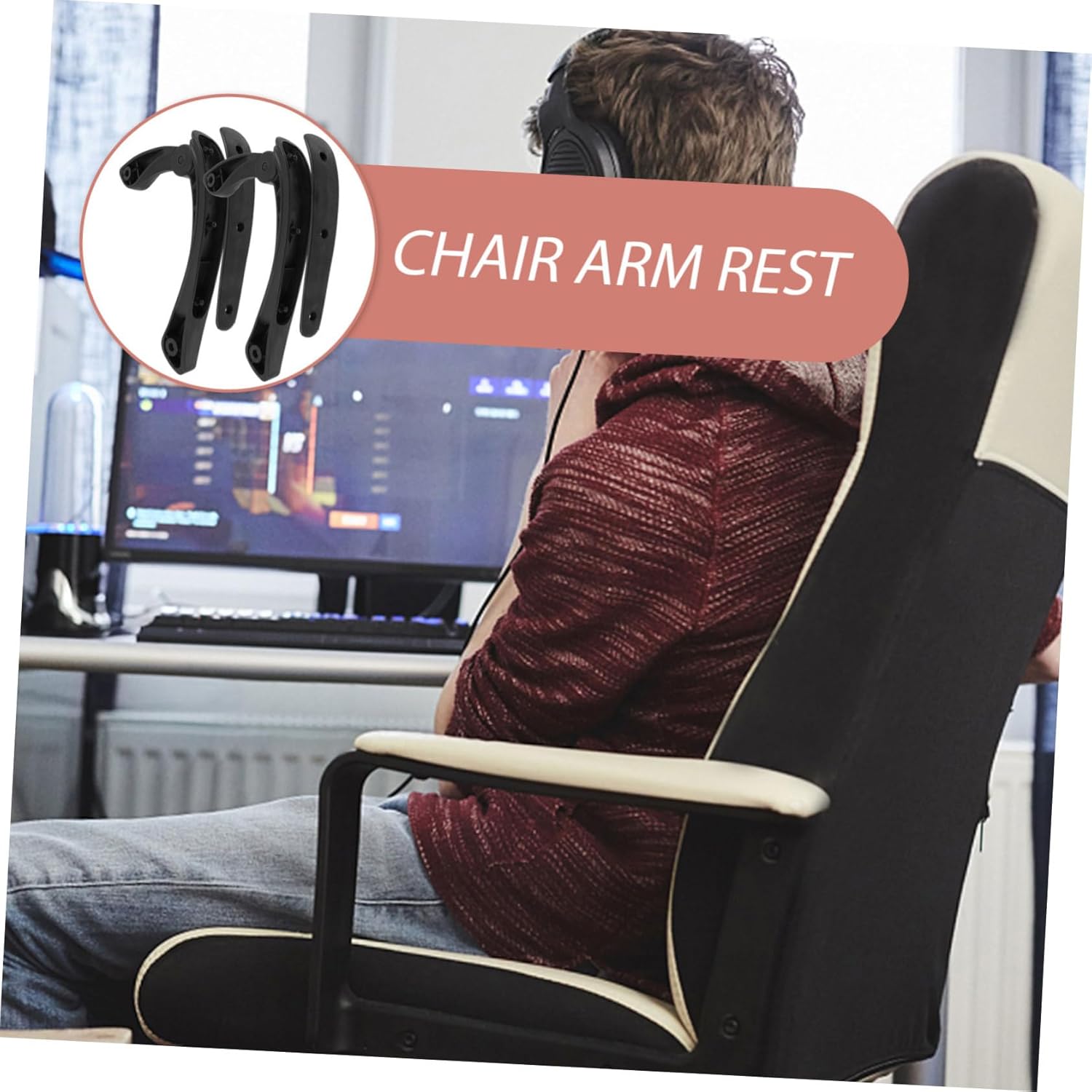 2pcs Professional Chair Arm Rests Office Chair Support for Armless Seating