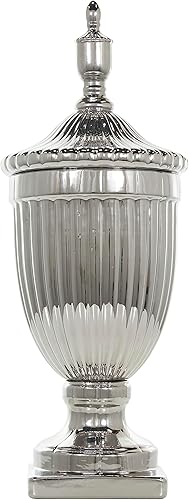 Miniatura 8 de Deco 79 Tarros decorativos altos de cerámica con ranuras, 10 x 10 x 25 pulgadas, plata, tamaño grande