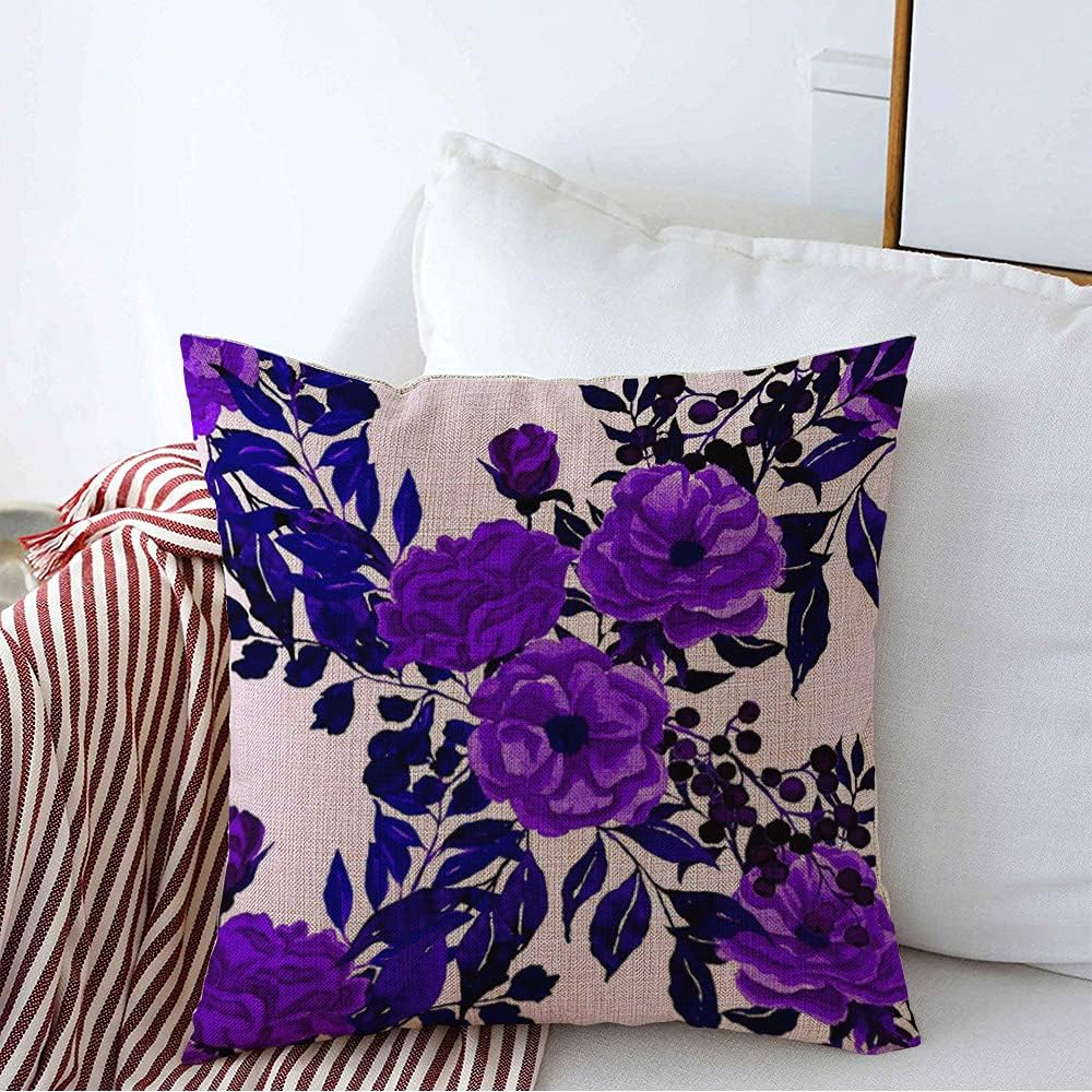 Decorative Farmhouse Pillow Cover Linen Blue Black Vintage