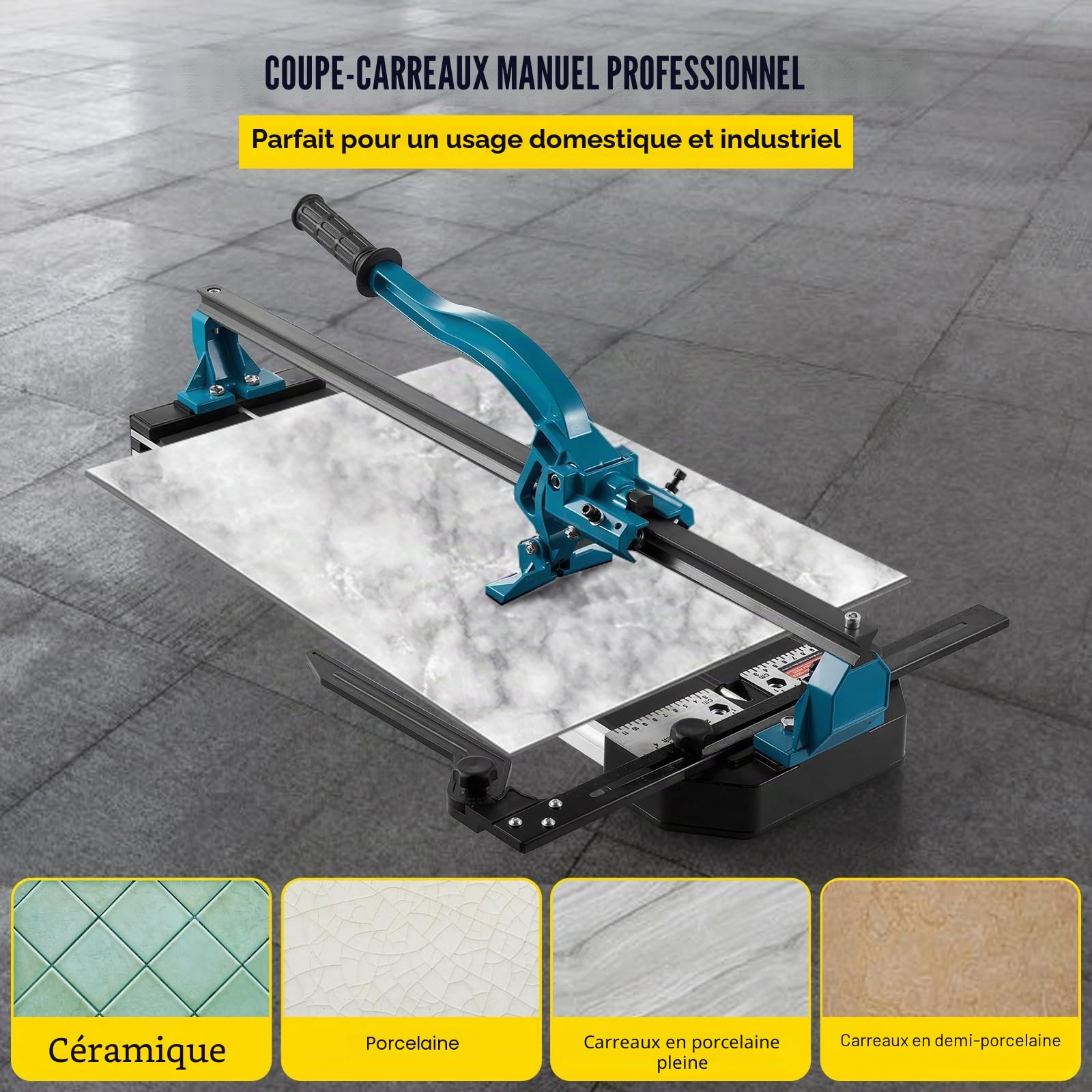 VEVOR Coupe Carrelage Manuel 600 mm Coupe-Carreaux, Épaisseur 6-15 mm Coupeur de Carrelage Robuste avec Positionnement Laser Infrarouge Précis pour Couper Céramique Carreaux Porcelaine Carreaux Polis