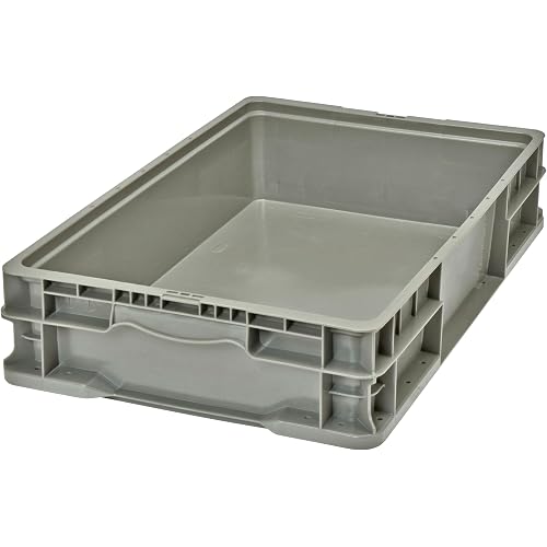 Hudson Exchange 24 x 15 x 5" (3 Pack, 5.2 Gallon) Straight Wall Handled Storage Container Tote, Gray/Brown