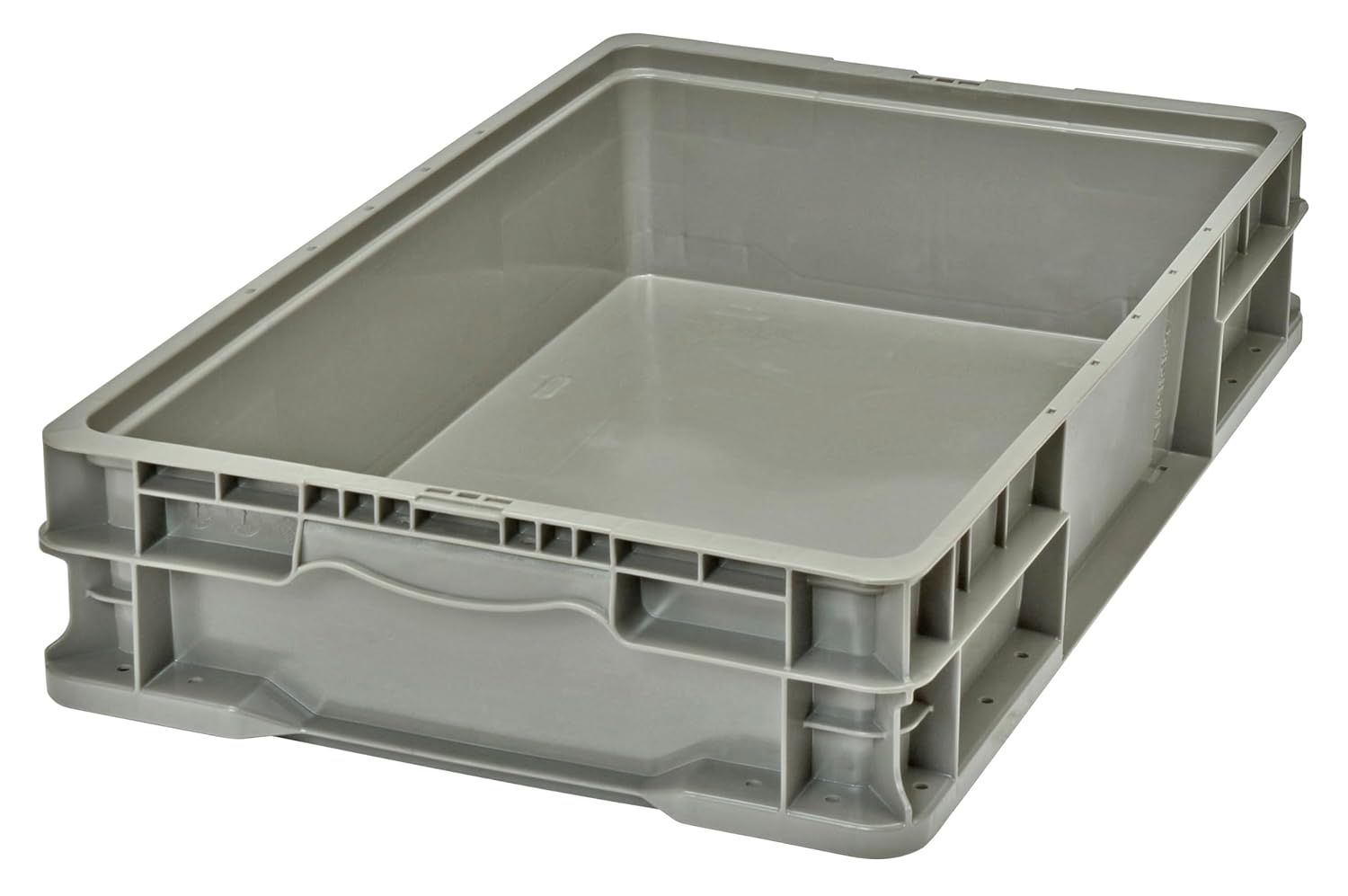 FSE 373-RSO2415-5 Stacker Straight Wall Container, outside: 15" W x 23-7/8"L x 5" H, up to 175 lbs. stack capacity, gray
