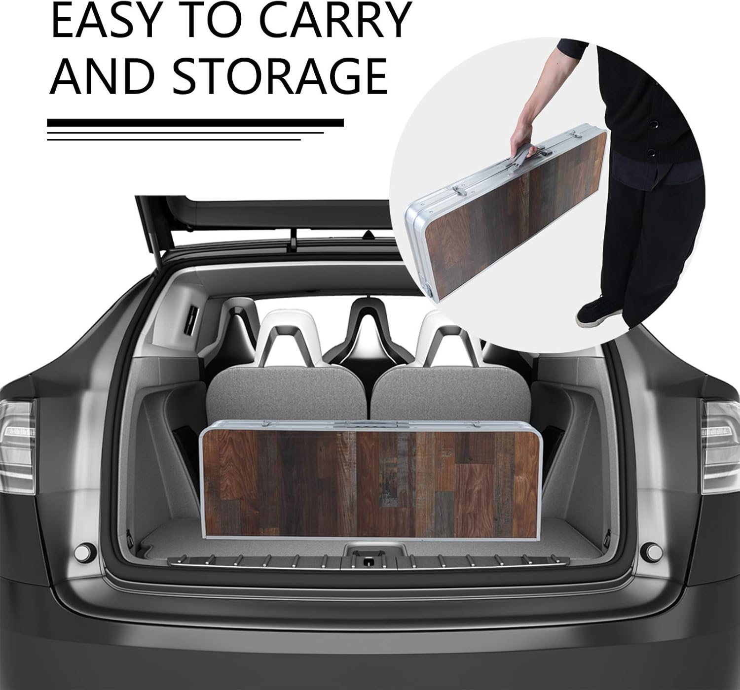 ALPHA CAMP 3-Piece Folding Camping Table with Bench Set,4FT Adjustable Aluminum Table,Portable Picnic Table with Double Handle,Outdoor Table for Camp Beach Party, Camping Table with 2 Chairs, 20.1lbs : Sports & Outdoors