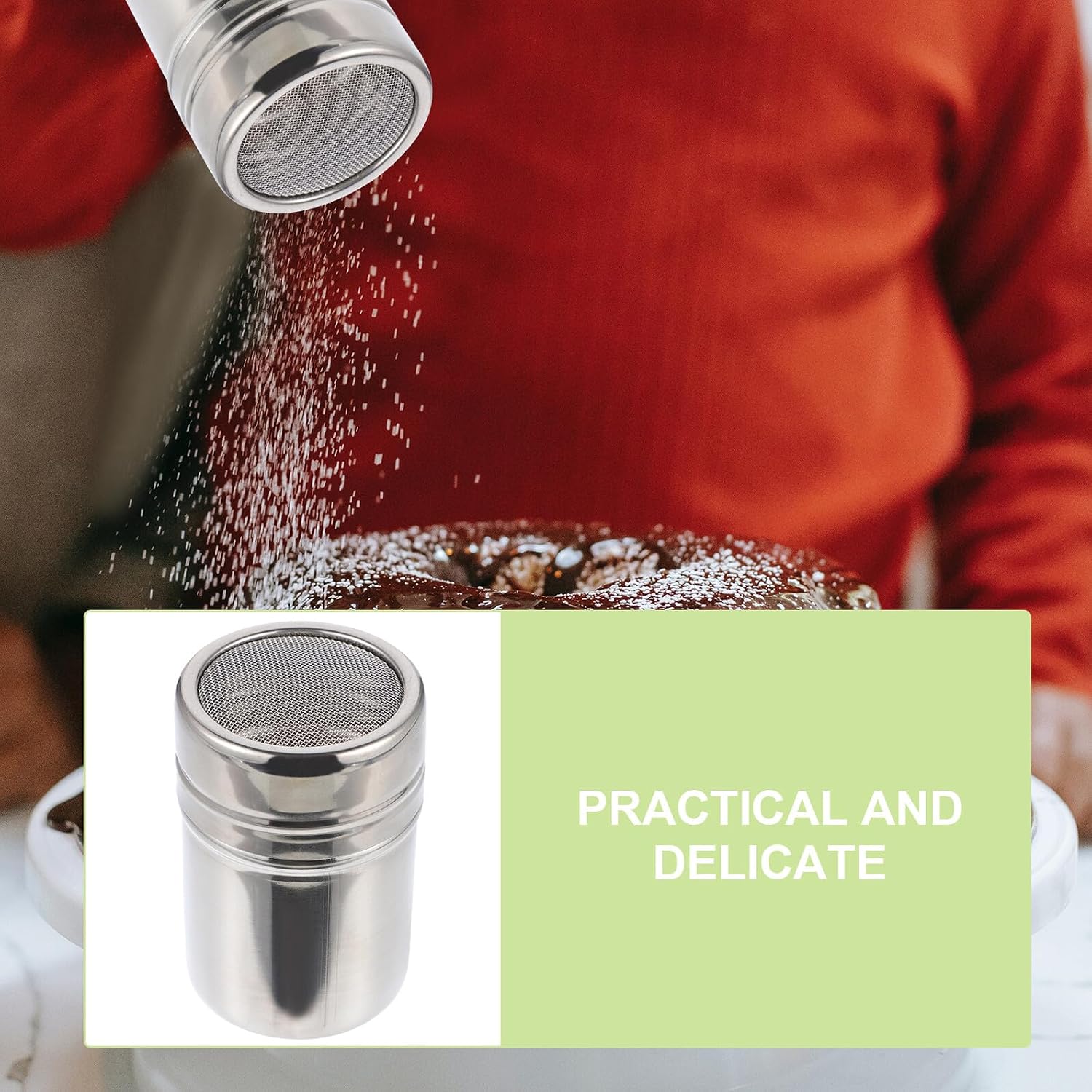 Stainless Steel Coffee Powder Shaker Sifter with Lid Silver