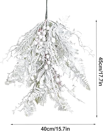 Miniatura 6 de Guirnalda blanca de Navidad para decorar exteriores, guirnalda de lágrimas de Navidad de 1822 pulgadas, adornos colgantes artificiales para puerta
