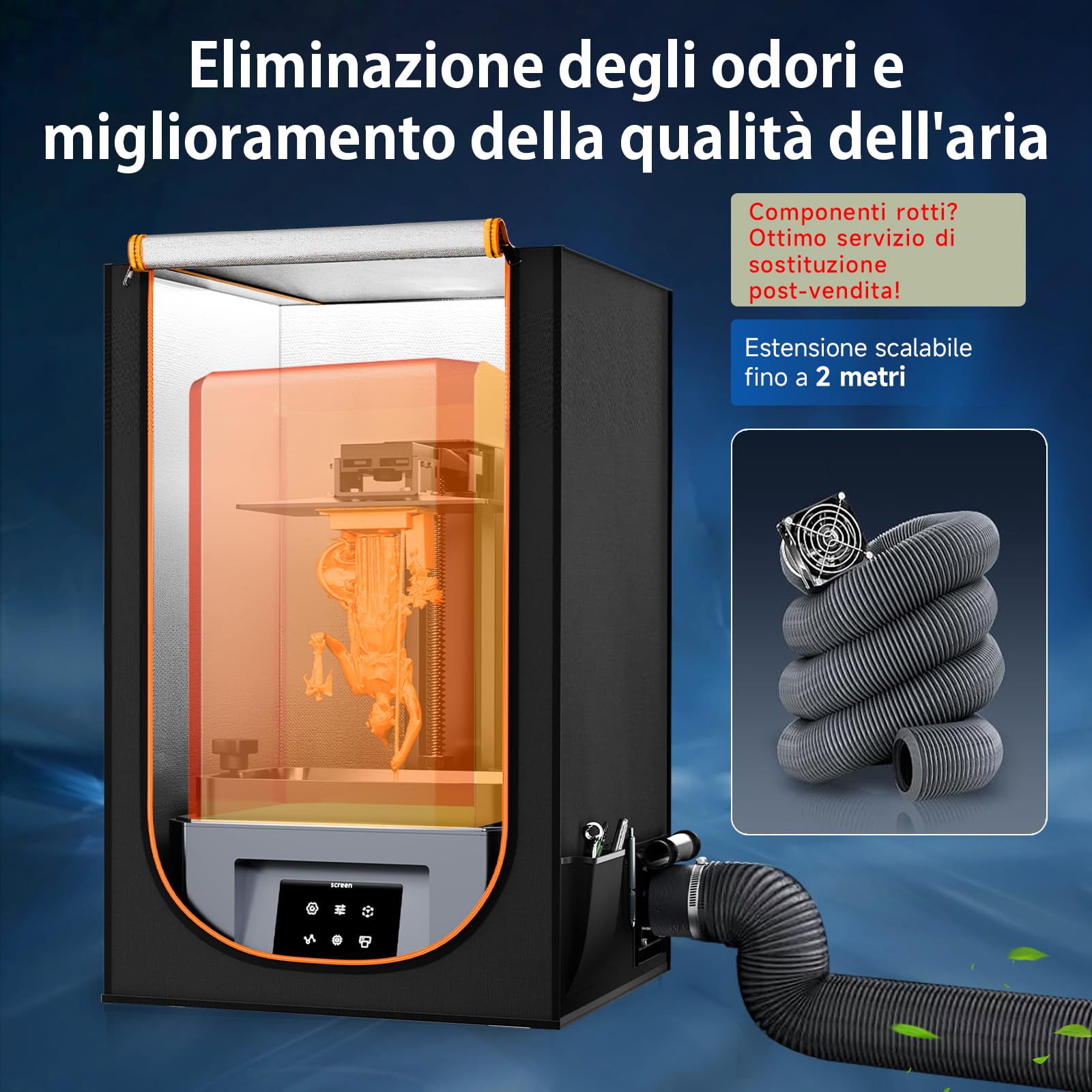 YOOPAI Custodia Stampante 3d Resina con Ventilazione, Copertura Multifunzionale Stampante 3D Eliminare Odori Isolare Rumore Antipolvere per Creality Anycubic Elegoo Serie LCD SLA DLP Stampante 3D