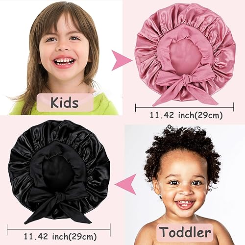 Miniatura 4 de 2 PCS Kids Bonnets for Girls,Silk Bonnet for Sleeping Kids,Bonnet for Kids,Toddler Bonnet