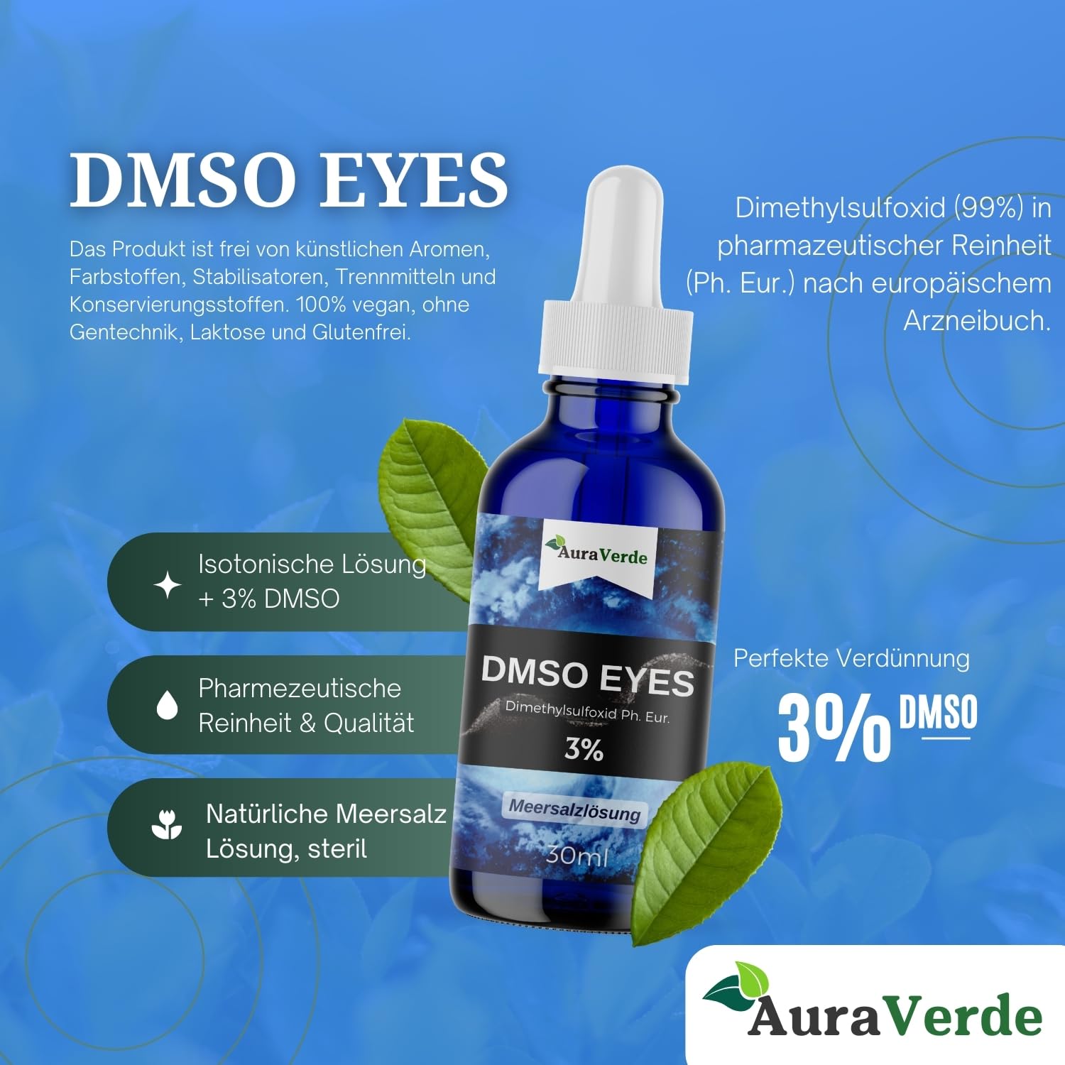 glutathione dmso eye drops DMSO EYES - 3% Drops | Sea Salt Solution + Dimethyl Sulfoxide Ph. Eur.  99.9% | Isotonic | Ultra Premium | Made in Germany
