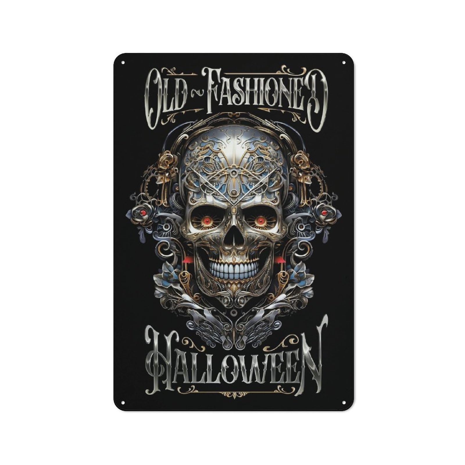 Oldfashioned Halloween Printed Metal Sign 30x20cm for Studio Or Craft Room, A New Home Present for Creative-space Collectors