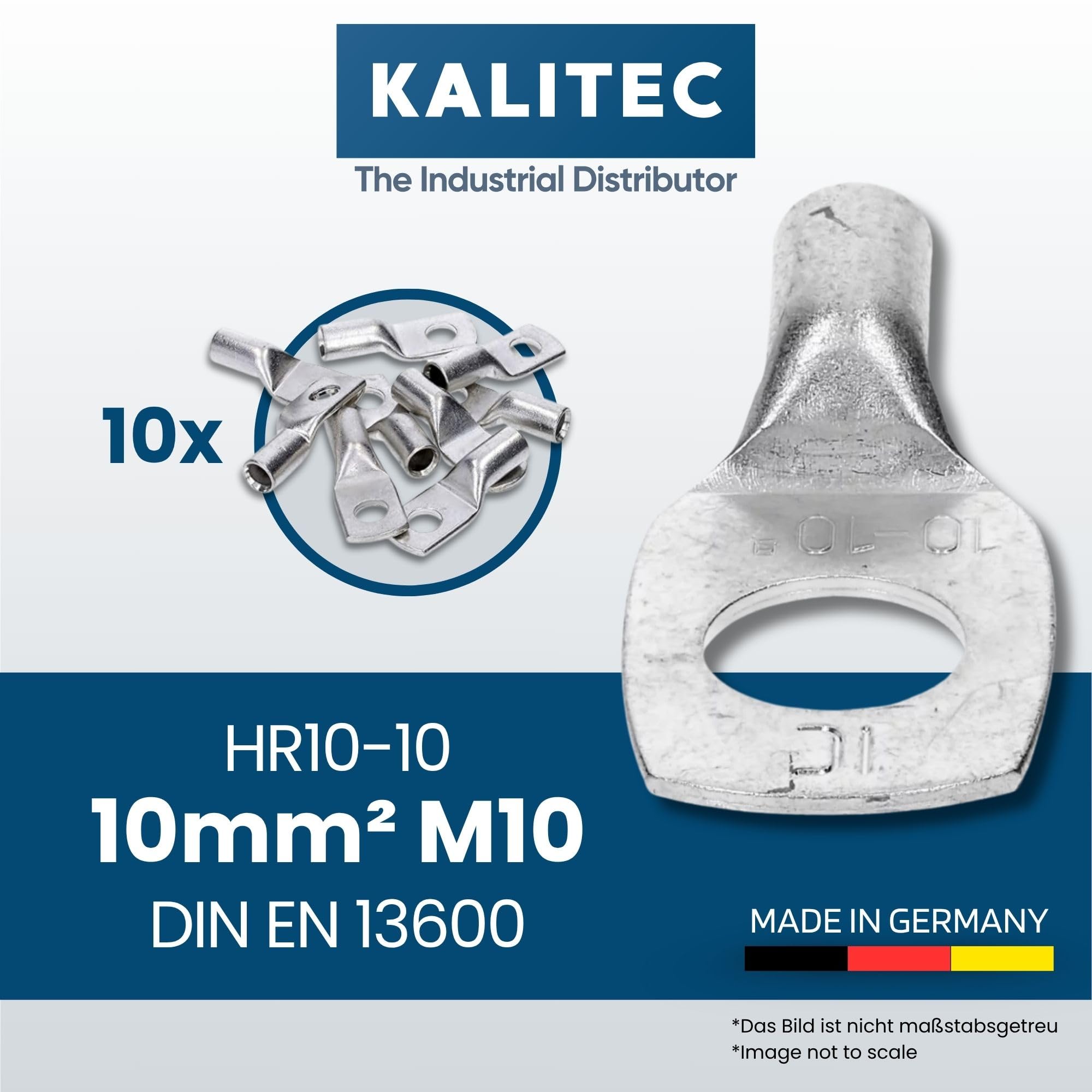 Kalitec Q10-4 Lot De 10 Cosses à Sertir 10 Mm² M4 I Non Isolées I