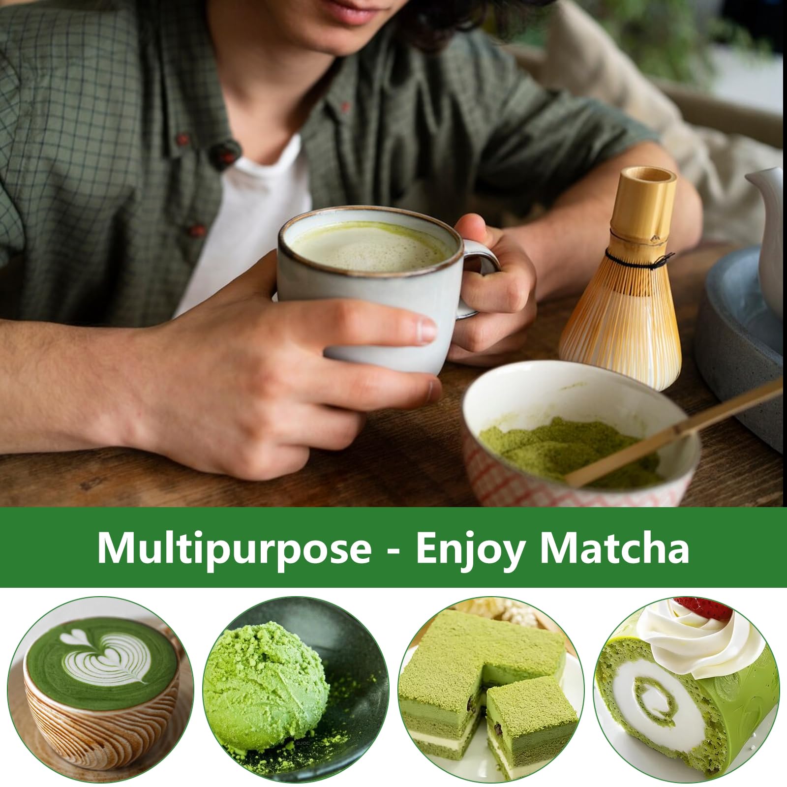 Macha Tea czarny – zestaw 4 sztuk miotełmatcha, miotła do matcha z 80 zębami, bambusowa miotła, ceremonia parzenia herbaty, prezent