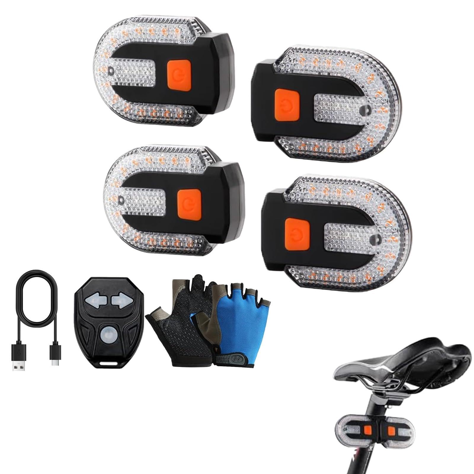 Yagerod Télécommande sans fil pour feu arrière de vélo, clignotants, kit de conversion pour clignotants de trottinette électrique, étanche IPX4, rechargeable par USB pour VTT et vélos de route (2pcs)