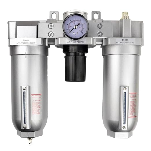1" HEAVY DUTY COMBINATION FILTER REGULATOR LUBRICATOR AIR LINE PARTICULATE FILTER MOISTURE TRAP LUBRICATOR OILER REGULATOR CLEAN AIR TOOLS