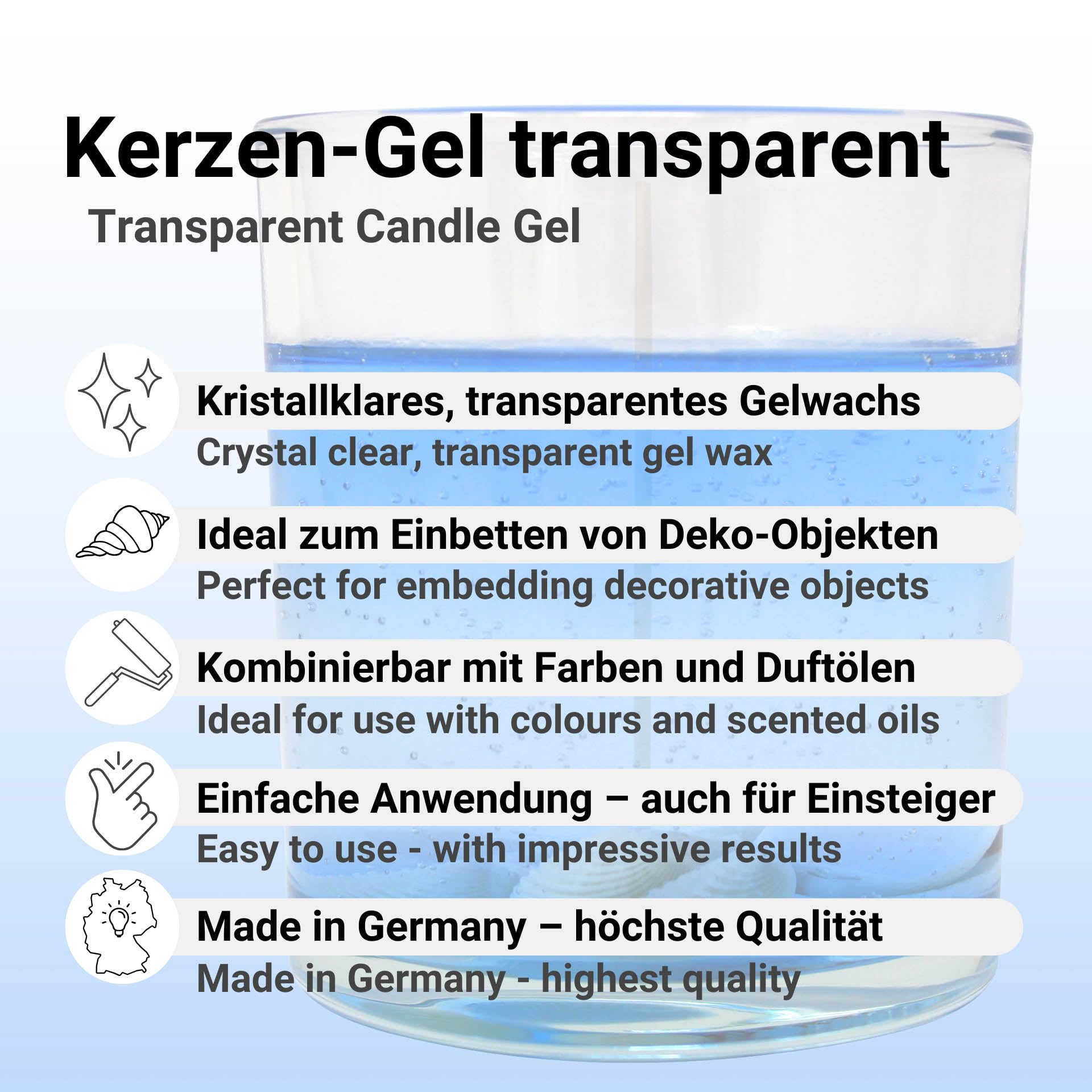 Kerzen-Gel transparent 3kg Kerzengel Gelwachs zum Kerzen gießen