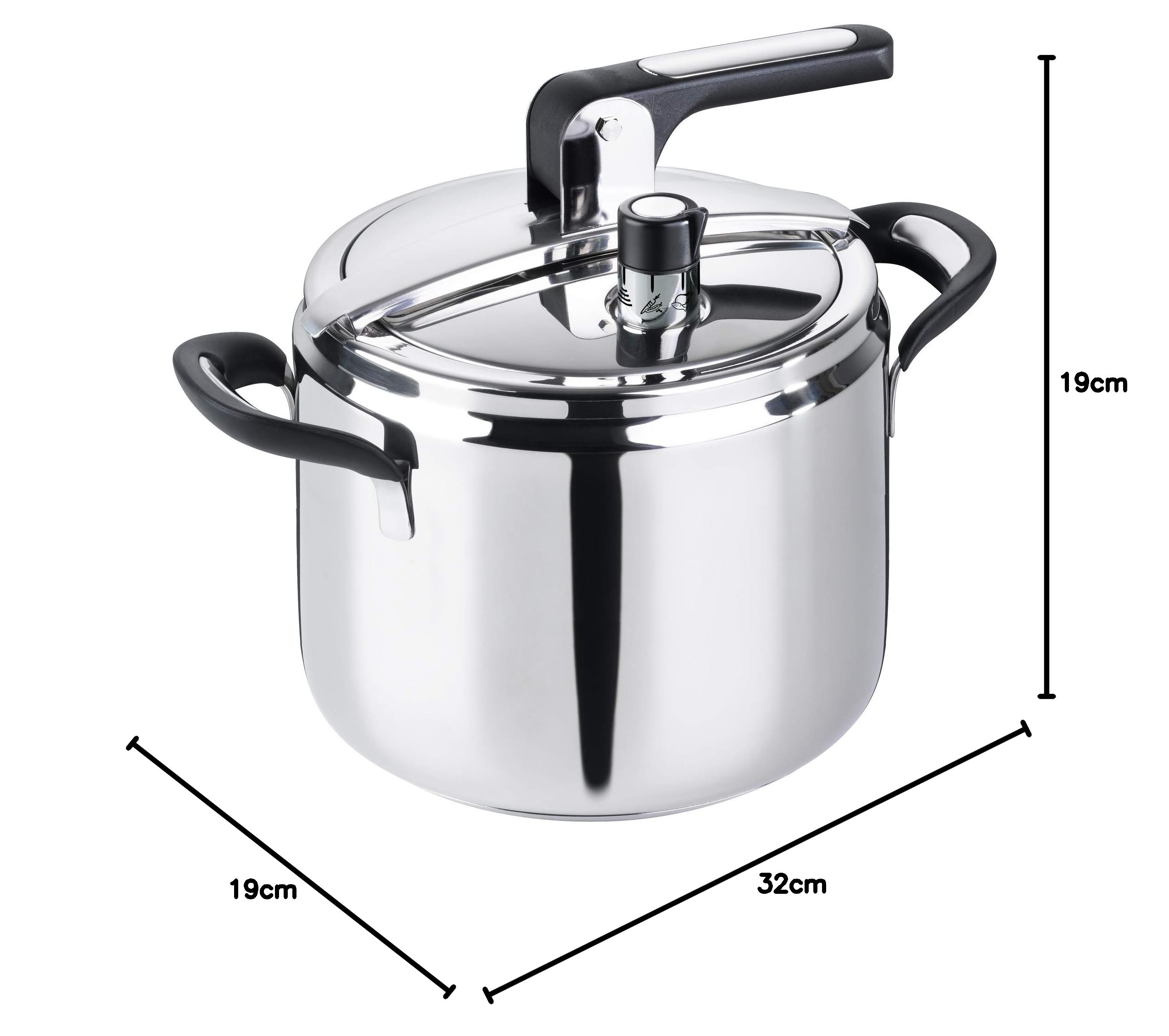 Barazzoni Pentola a pressione Silicon Pro, Acciaio Inox 18/10, Capacità 7,0 lt, ø22cm, Made in Italy.