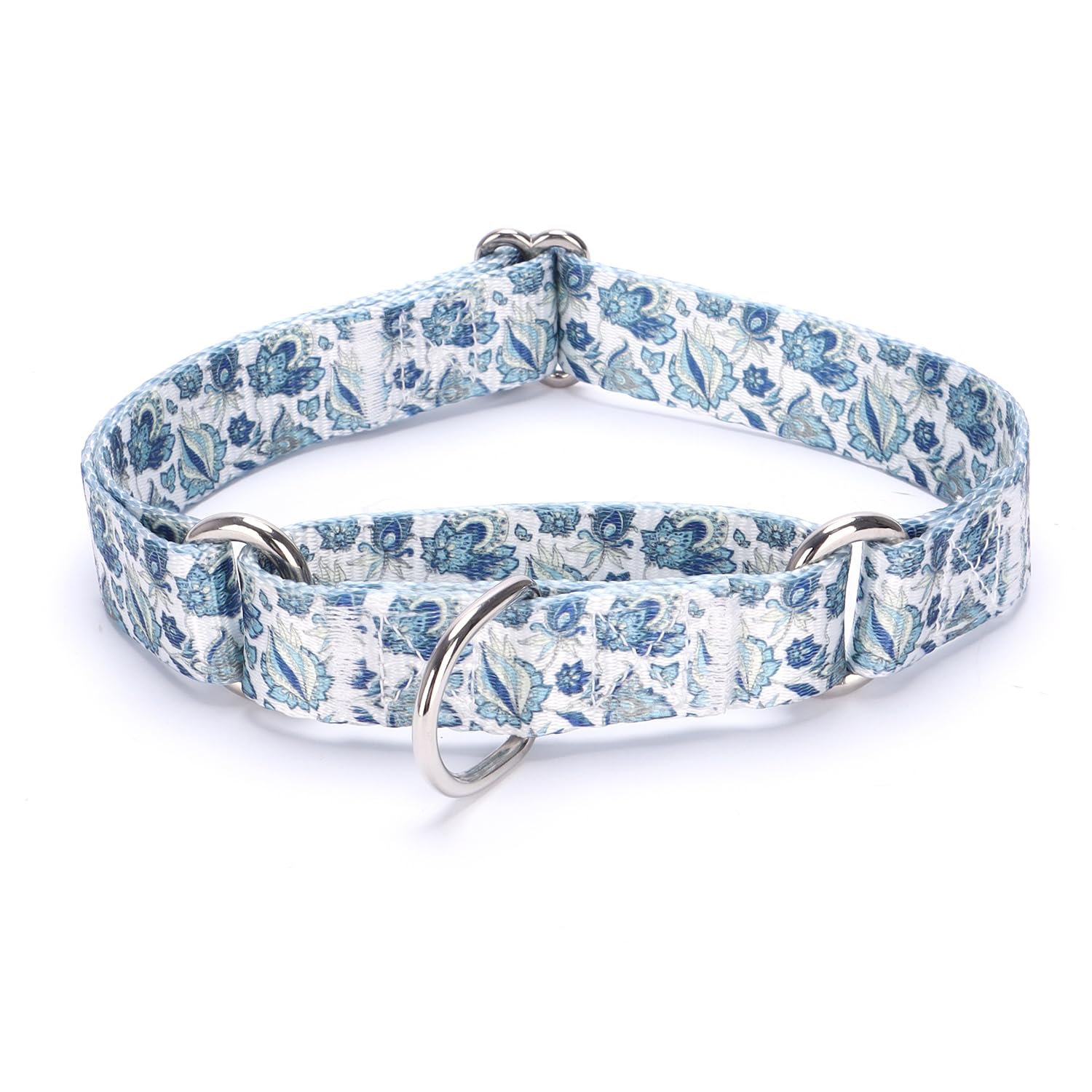 haoyueer Martingale Dog Collars - Flower Multicolor Cute Patterns, Adjustable Nylon Training Dog Collar Suitable for Boy and Girl Dogs Medium Large Dogs (L, Blue4)