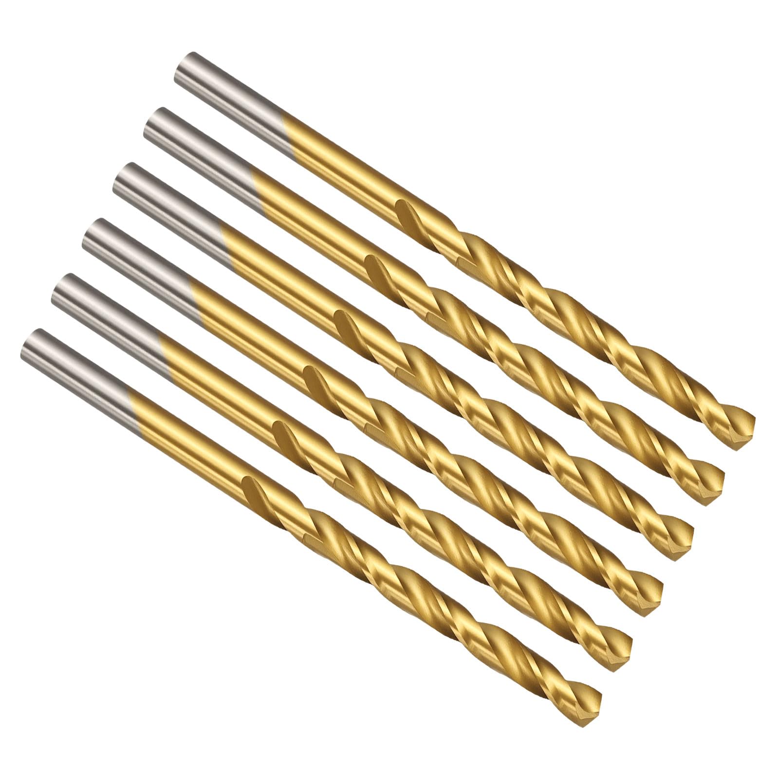 PATIKIL #5 Drill Bit, M42 8% Cobalt High-Speed Steel Jobber Straight Shank 135° Titanium Nitride (TiN) Coated for Hard Metal Stainless Steel - 6 Pack — image 1