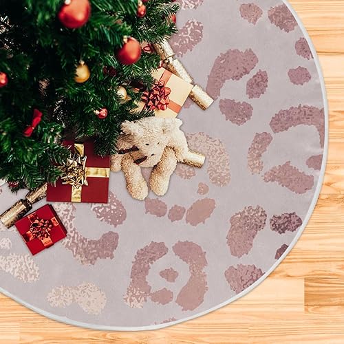Miniatura 5 de Leopard Skin Rose Gold Christmas Tree Skirt, Decoration for Christmas Tree, 47.2 in Machine Washable Christmas Tree Skirt, Holiday Decor