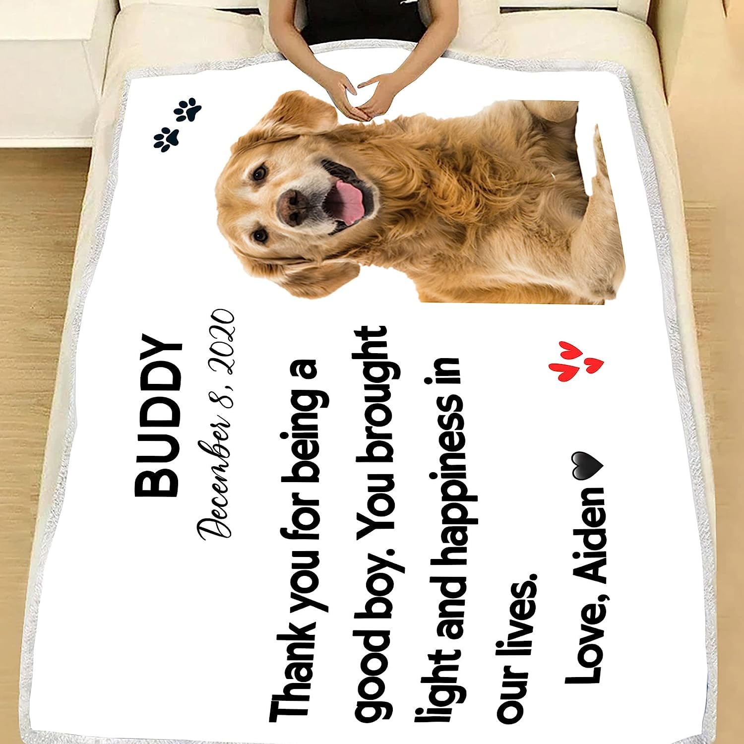 Couverture personnalisée avec photo de chien pour les amoureux des animaux de compagnie – Couverture en polaire personnalisée pour chien, maman, papa avec image personnalisée – Couverture