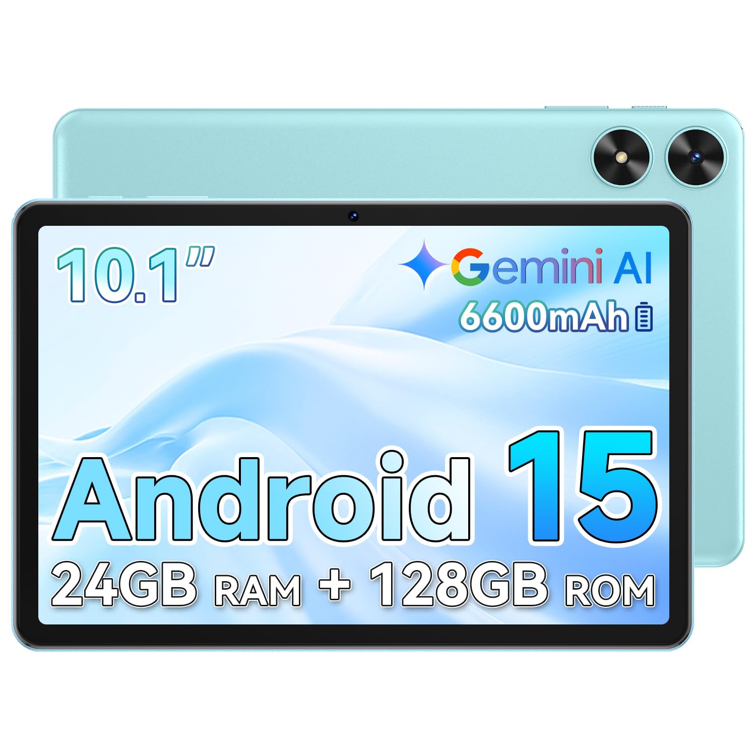 10 Zoll Tablet, Android 15, Quad-Core, 24GB RAM+128GB ROM, Erweiterbar Auf 1TB, 1280x800 HD IPS-Display, 6600 mAh, Dual-WLAN 5G, 8MP+2MP Kamera, GPS, Bluetooth 5.0, Inklusive Schutzhülle (Blau)