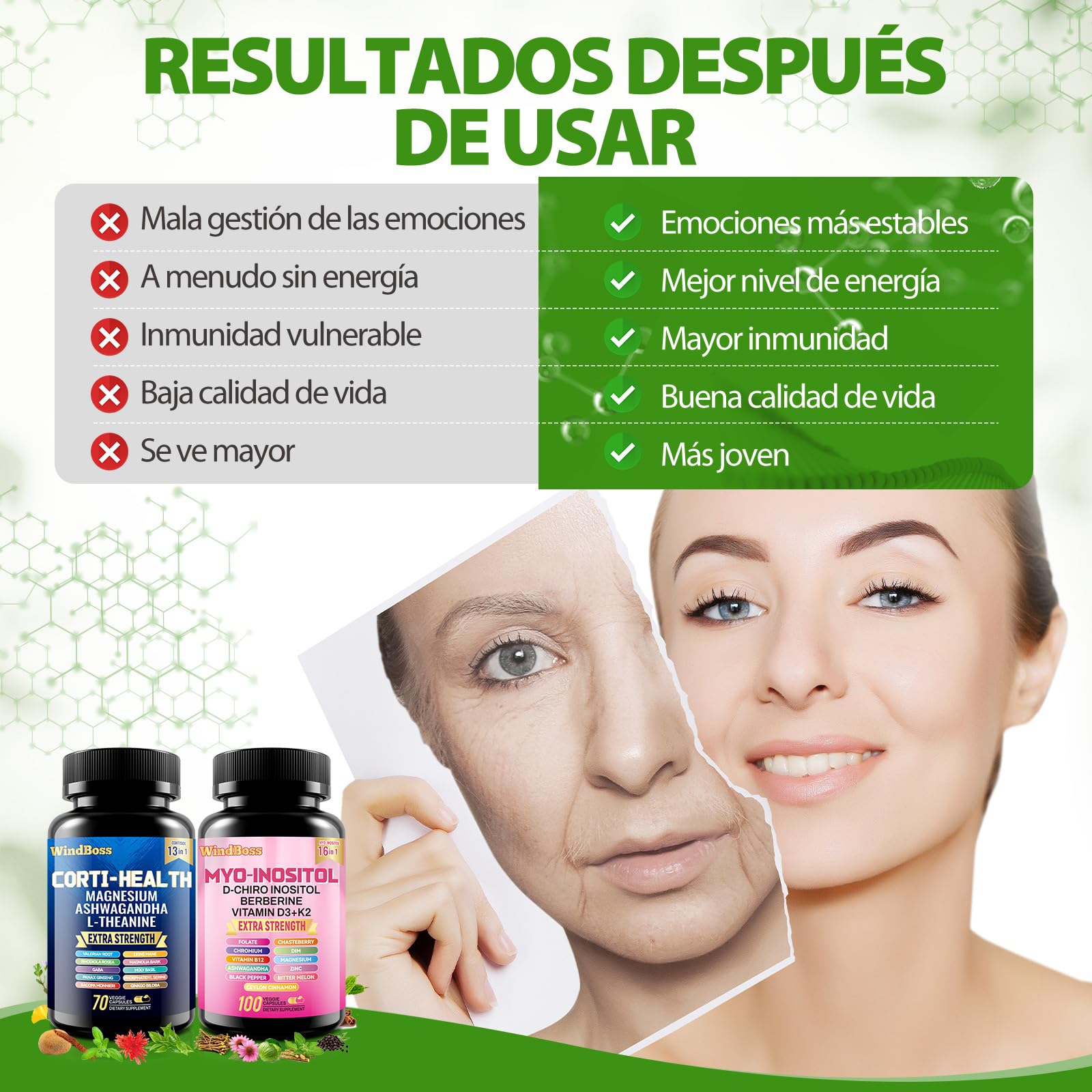 60 + 90 Kapseln Myo - Inosit & Cortisol - Komplex, Naturbelassen, Ohne Zusatzstoffe, Vegan