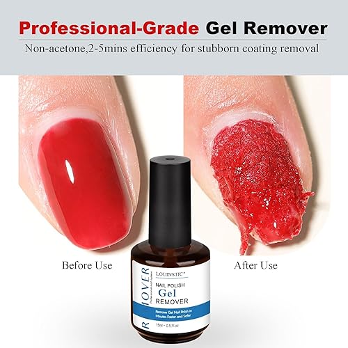 Miniatura 7 de LOUINSTIC 15 ml Quitaesmalte de uñas de gel  Quitaesmalte de gel profesional y rápido, quitaesmalte de gel sin acetona para uñas, remoción rápida de