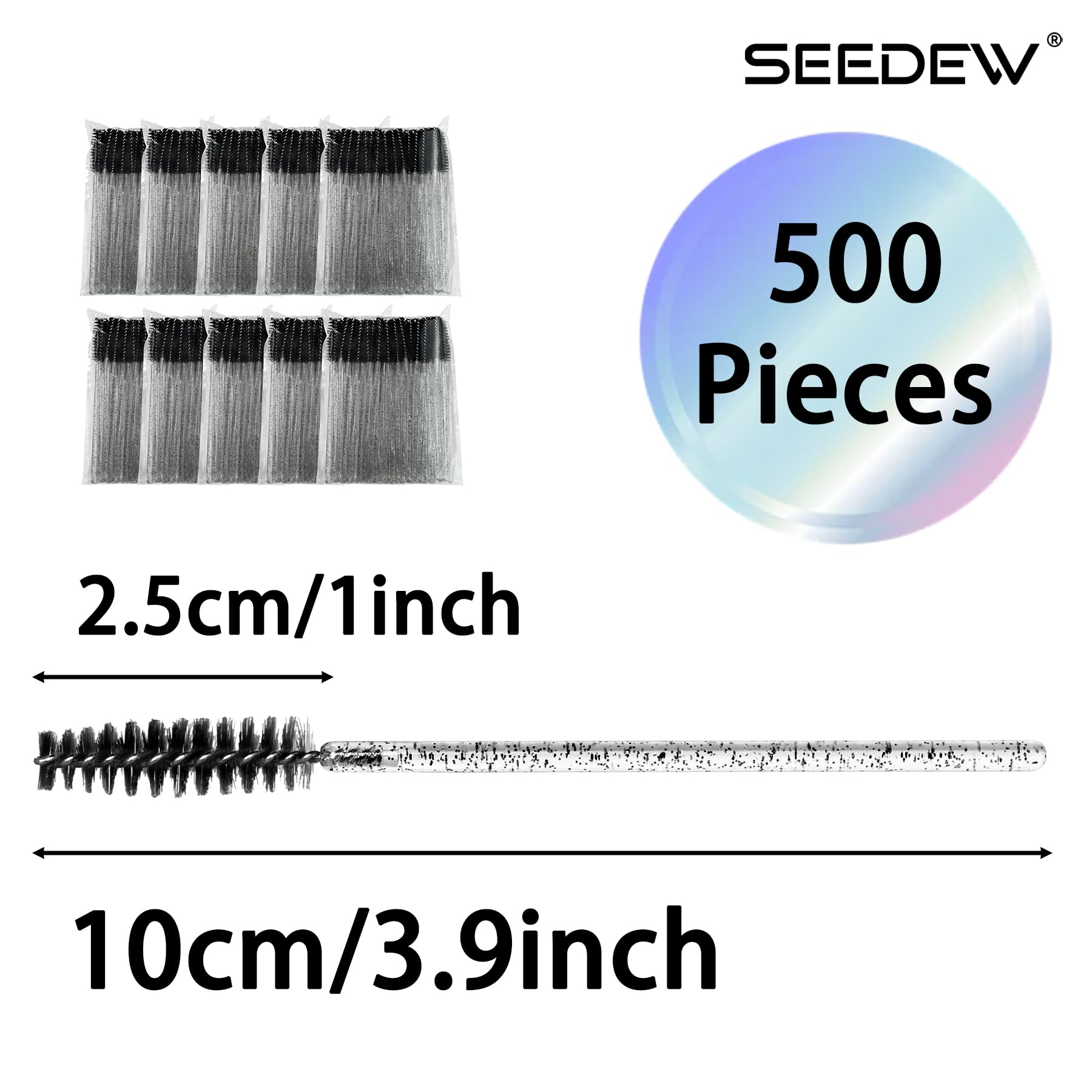 500 Pieces Eyelashes/Eyebrows Brushes, 10CM Lash Removal Cleaning Tools, Crystal Handle - Image 2