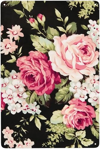 Miniatura 1 de Letrero de metal con diseño de rosa roja y rosa, adecuado para el hogar, jardín, cocina, bar, cafetería, restaurante, decoración de pared retro, 8 x