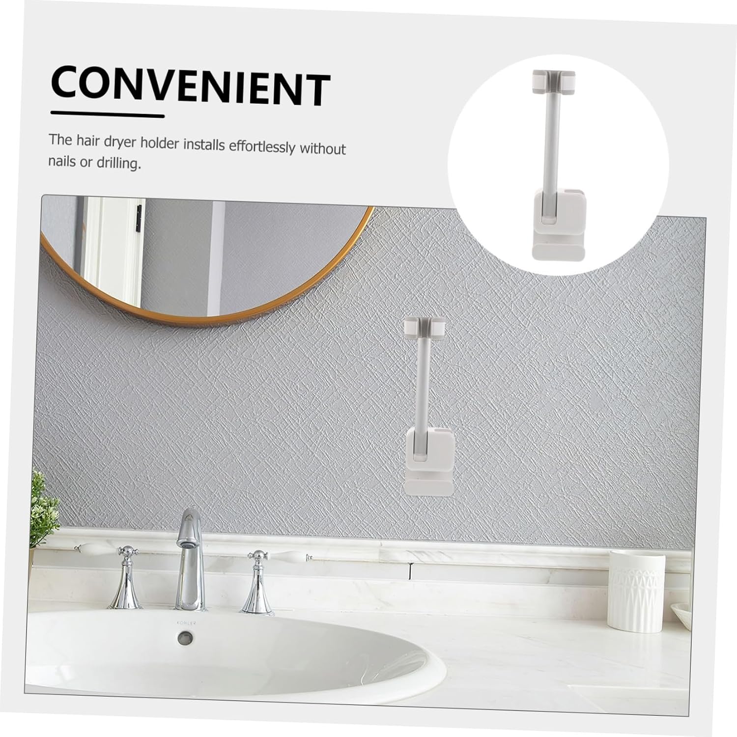 ARTIBETTER Hair Dryer Holder Stand Wall Mounted Plastic Storage Rack image 3