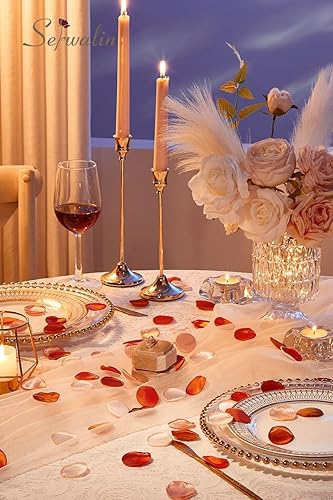 Miniatura 10 de Serwalin 300 pétalos de rosa de seda para bodas, pétalos de naranja burdeos para otoño, pasillo de boda, corredor, despedida de soltera, decoración