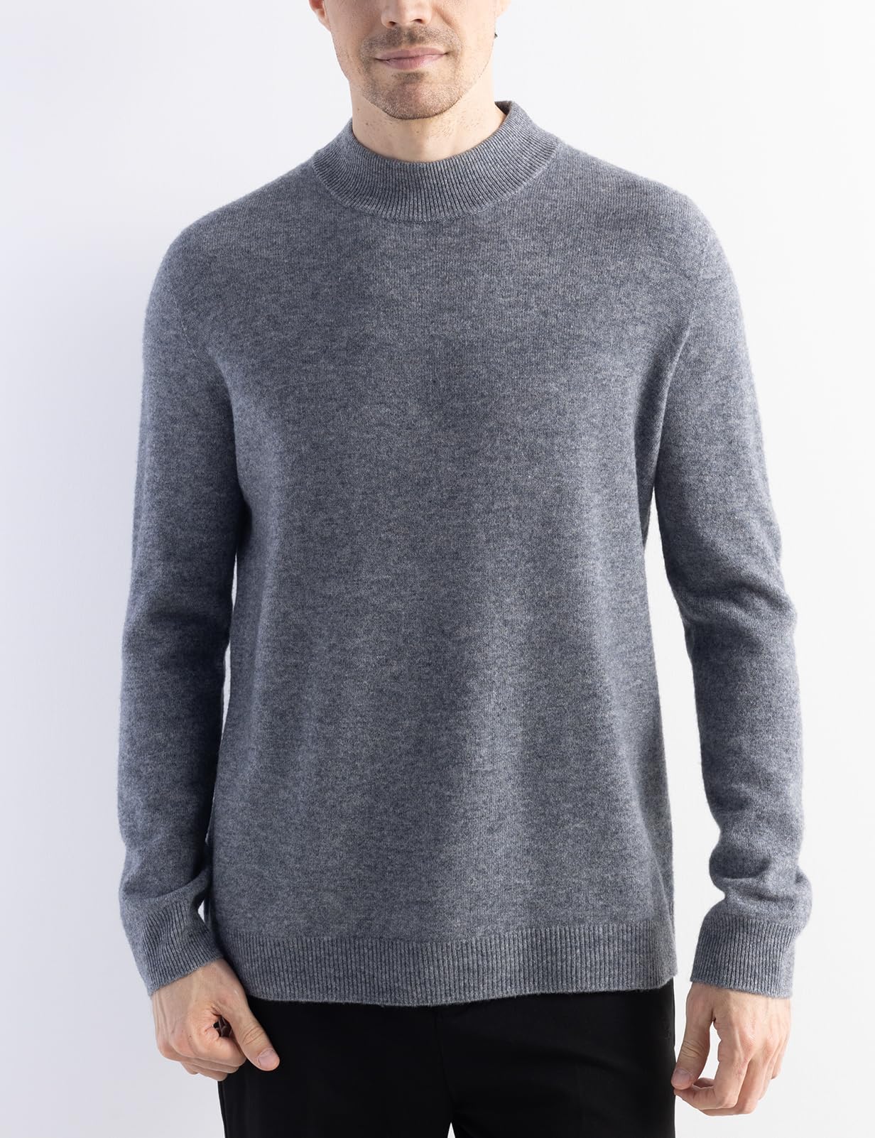 Chanyarn Herren 100% Merinowolle Pullover First-Line Tragefertig Rollkragen Lange Ärmel Nahtloser Strickpullover