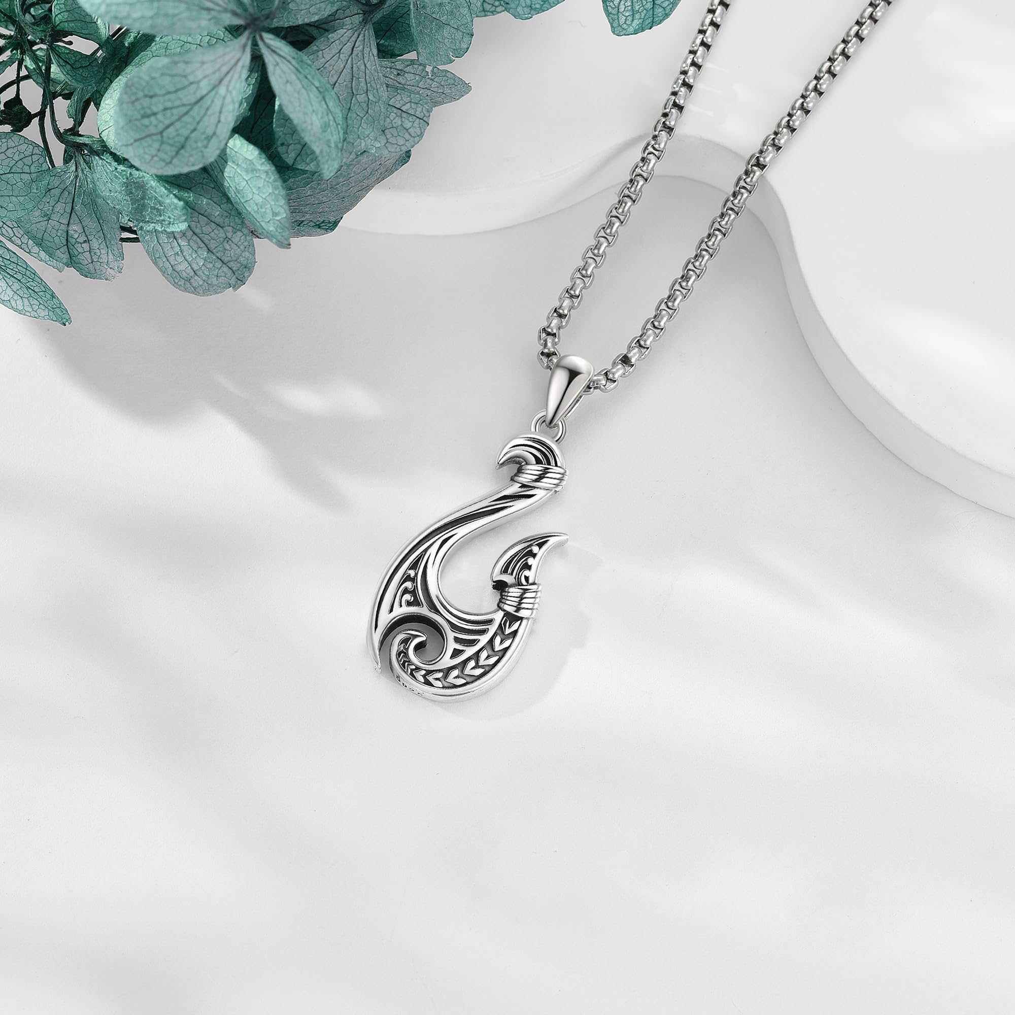 URONE Ami da pesca, catena in argento Sterling 925, stile vintage, regalo per uomini, Nessuna pietra preziosa