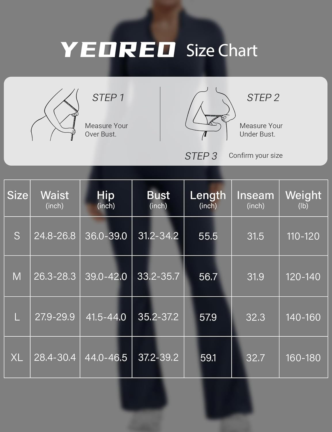 YEOREO Women Long Sleeve Flare Workout Jumpsuit Zip Up Romper Bottom Pants Wide Leg Bodysuit Bodycon Sexy One Piece - Image 6