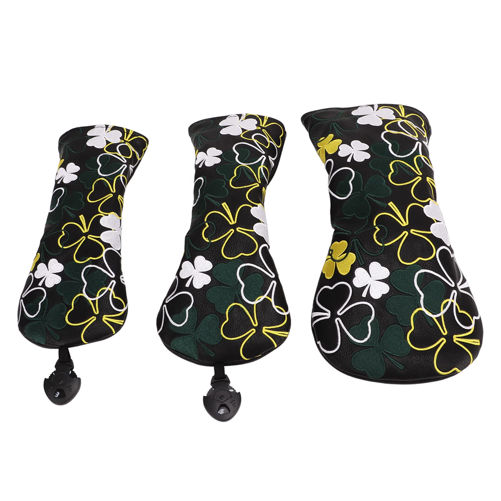 BORDSTRACT Golf Club Head Covers, 3Pcs PU Leather Golf Club Headcover with Fairway Woods Rotating No. Tags, Long Neck Golf Club Headcover Set for Fairway Woods Driver Hybrids