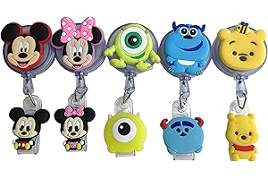 5pcs Retractable Badge Holders. Cartoon Cute Retractable Badge Reel, Badge Reel Holder...