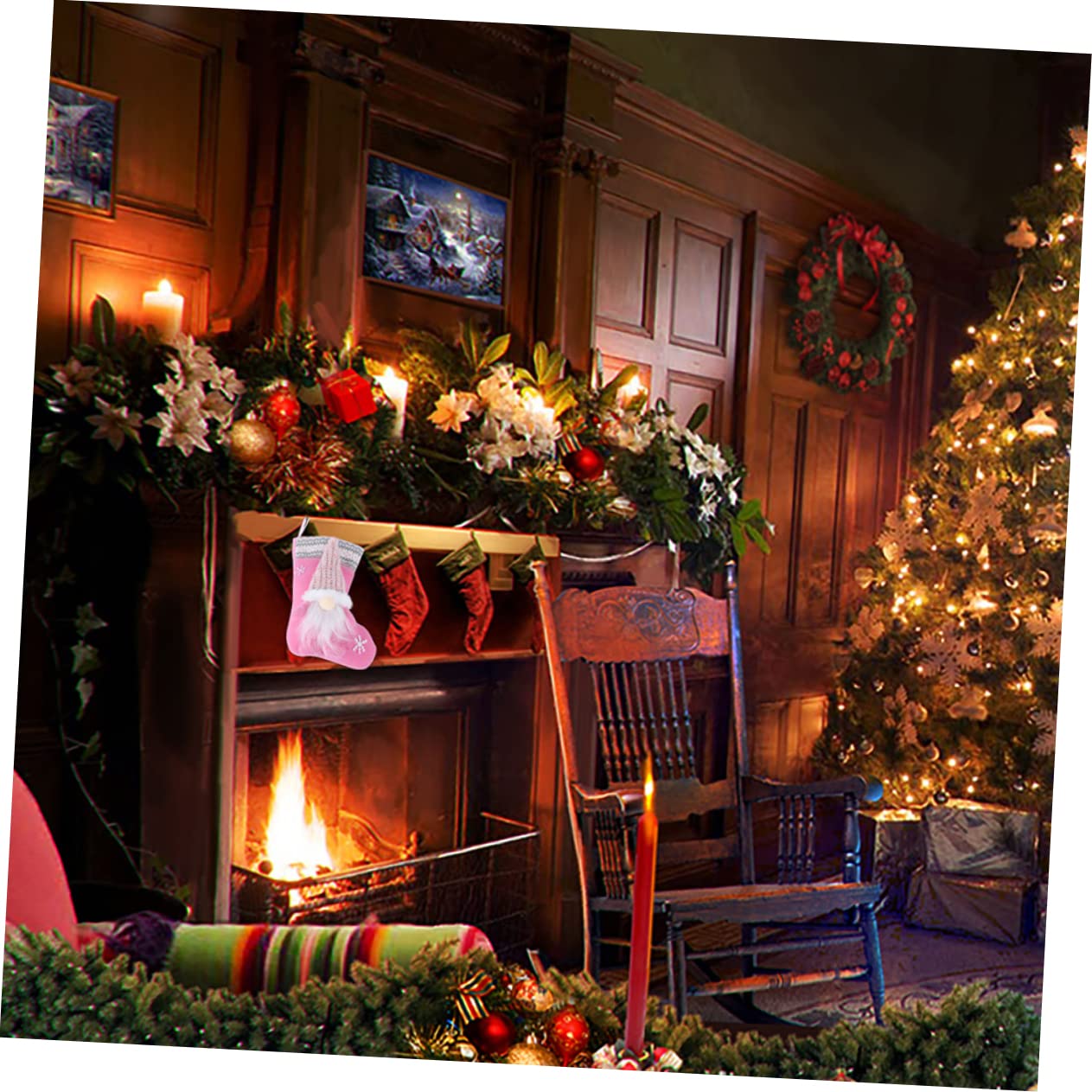 TOPBATHY 2pezzi Calza della Befana Decorativa Calza Natale Forma di Bambola Senza Volto Ciondolo Appeso Calzino di Babbo Natale Ornamento