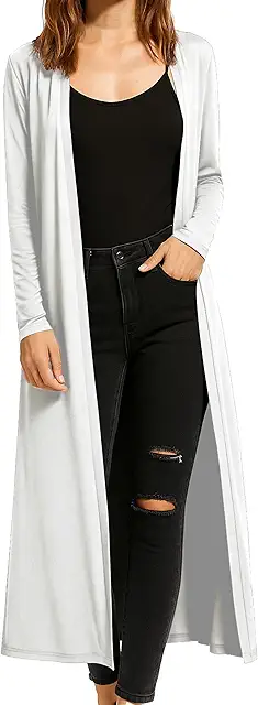 Dames Vest met Kraag: Lange Maxi Cardigan in Boyfriend Stijl